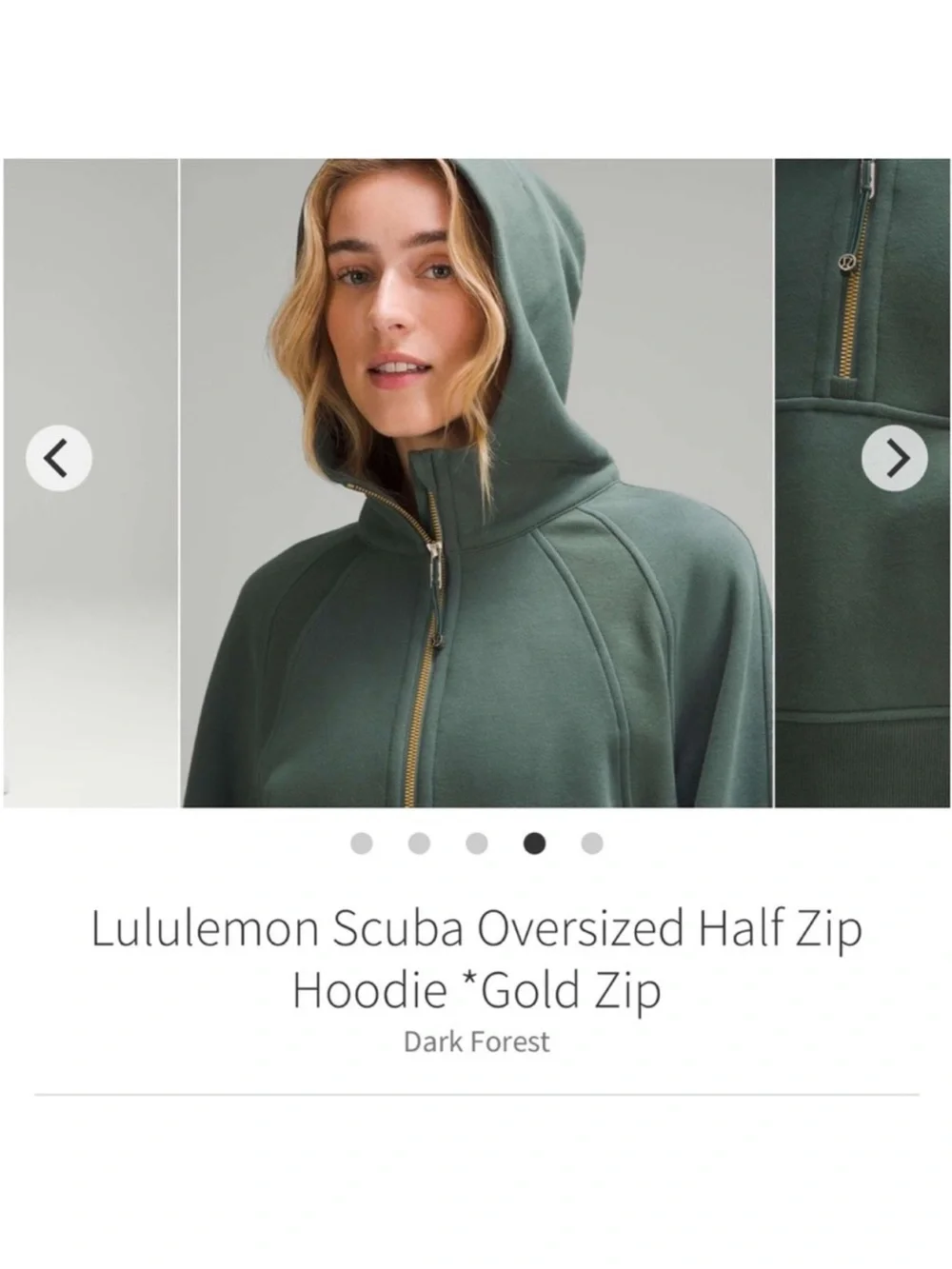 Lululemon Scuba Oversized Half Zip Hoodie Jacket *Gold Zip Dark Forest Sz M/L